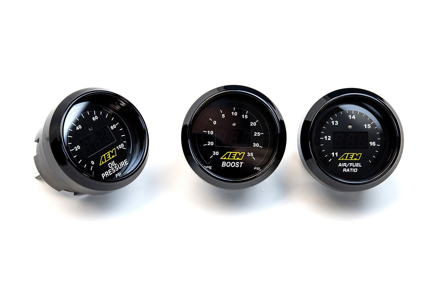 AEM Electronics, AEM 3 Gauge Combo | 52mm UEGO WideBand A/F Ratio + Oil Pressure + Turbo Boost