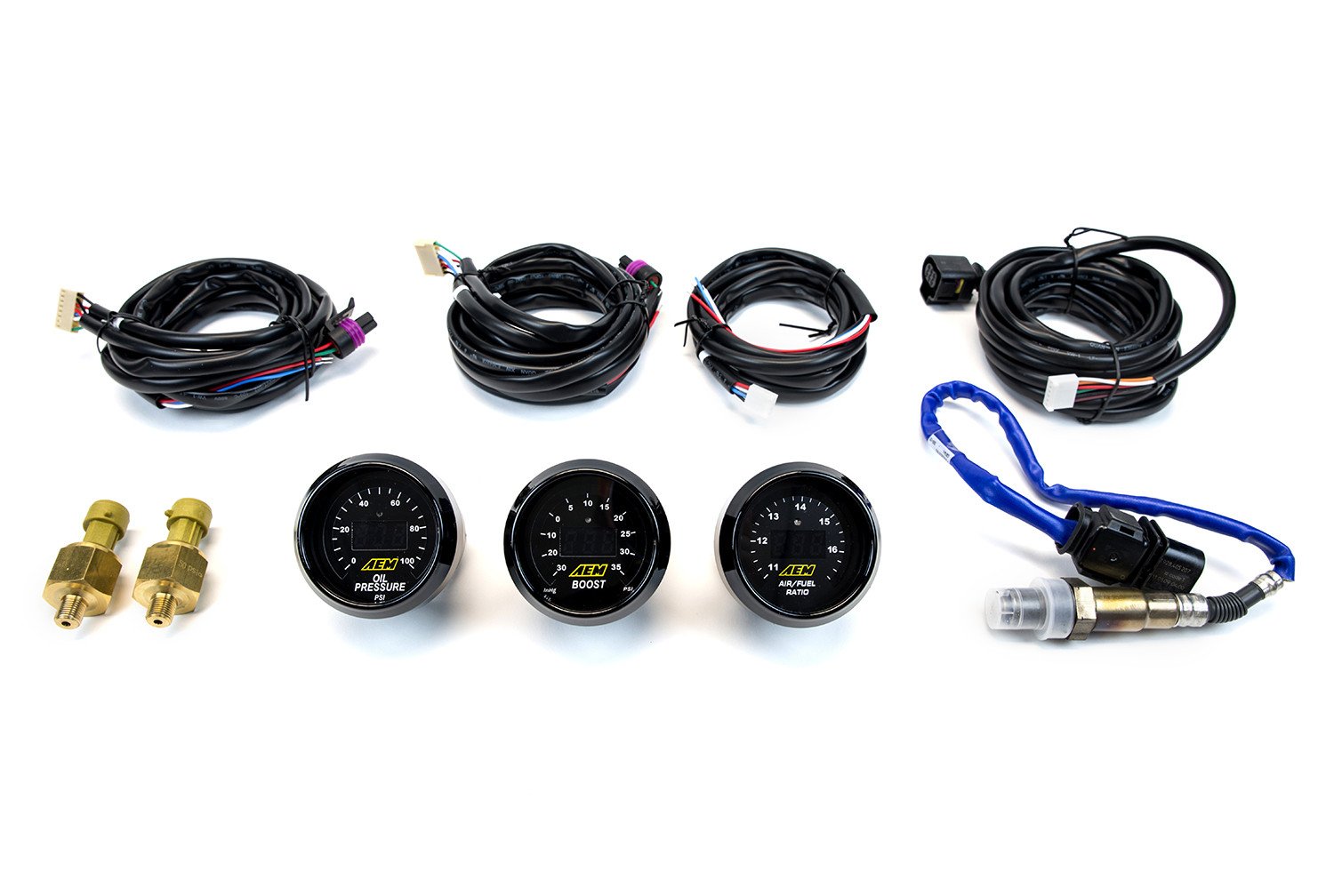 AEM Electronics, AEM 3 Gauge Combo | 52mm UEGO WideBand A/F Ratio + Oil Pressure + Turbo Boost