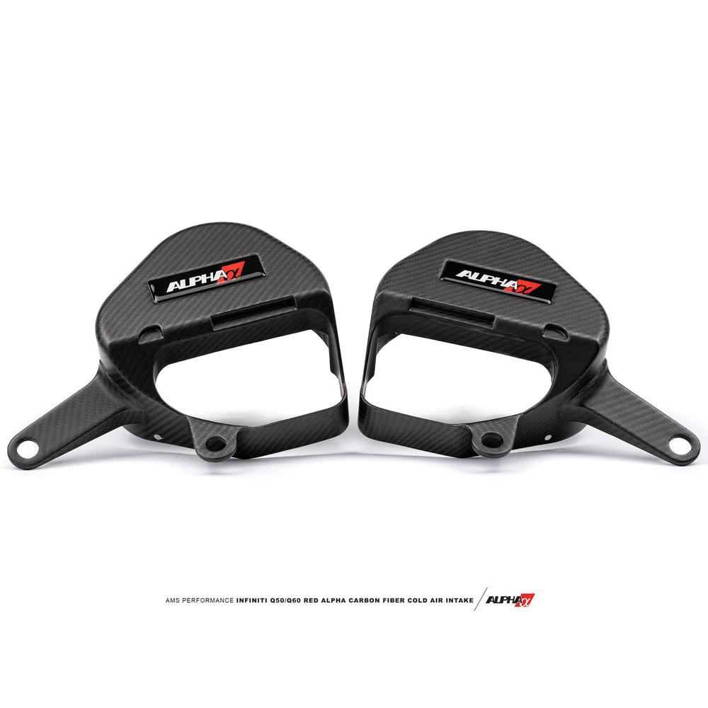 AMS Performance, AMS Red Alpha Carbon Fiber Intake Lids | 16-23 Infiniti Q50 3.0T / 17-21 Q60 3.0T (ALP.28.06.0004-1)