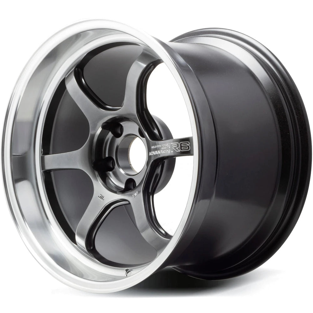 Advan Racing, Advan Racing R6 5x112 Bolt 66.5 Hub 18" Size Wheels in Racing Hyperblack with a Machined Lip