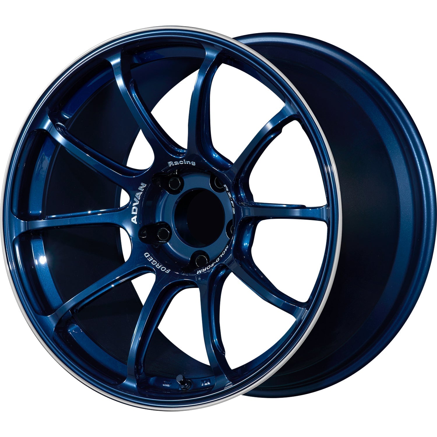 Advan Racing, Advan Racing RZ-F2 5x114.3 Bolt 0 Hub 18" Size Wheels in Titanium Blue with a Machined Outer Lip Ring