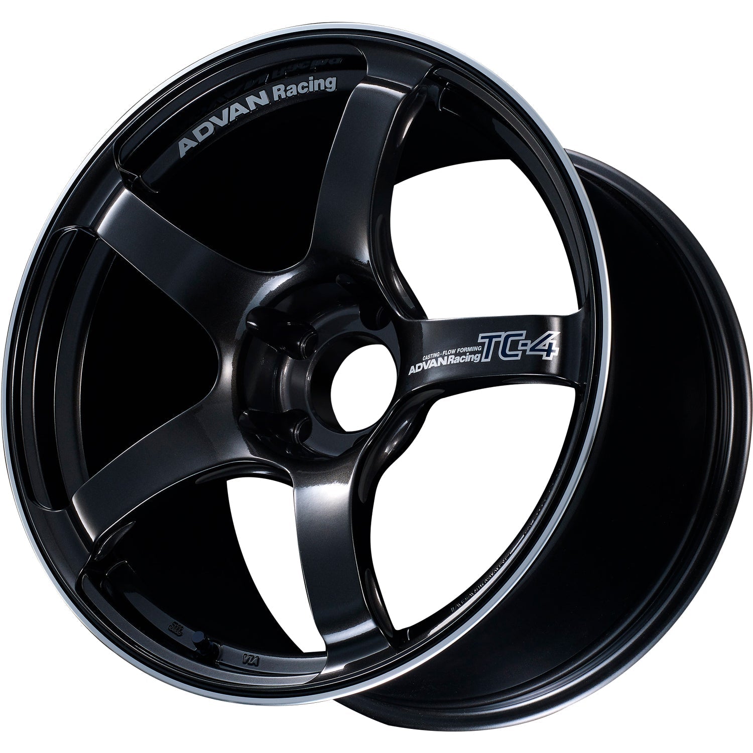 Advan Racing, Advan Racing TC4 4x100 Bolt 0 Hub 17" Size Wheels in Black Metallic Gunmetal with a Machined Outer Lip Ring