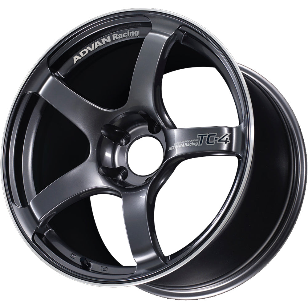 Advan Racing, Advan Racing TC4 5x100 Bolt 63 Hub 18" Size Wheels in Metallic Gunmetal with a Machined Outer Lip Ring