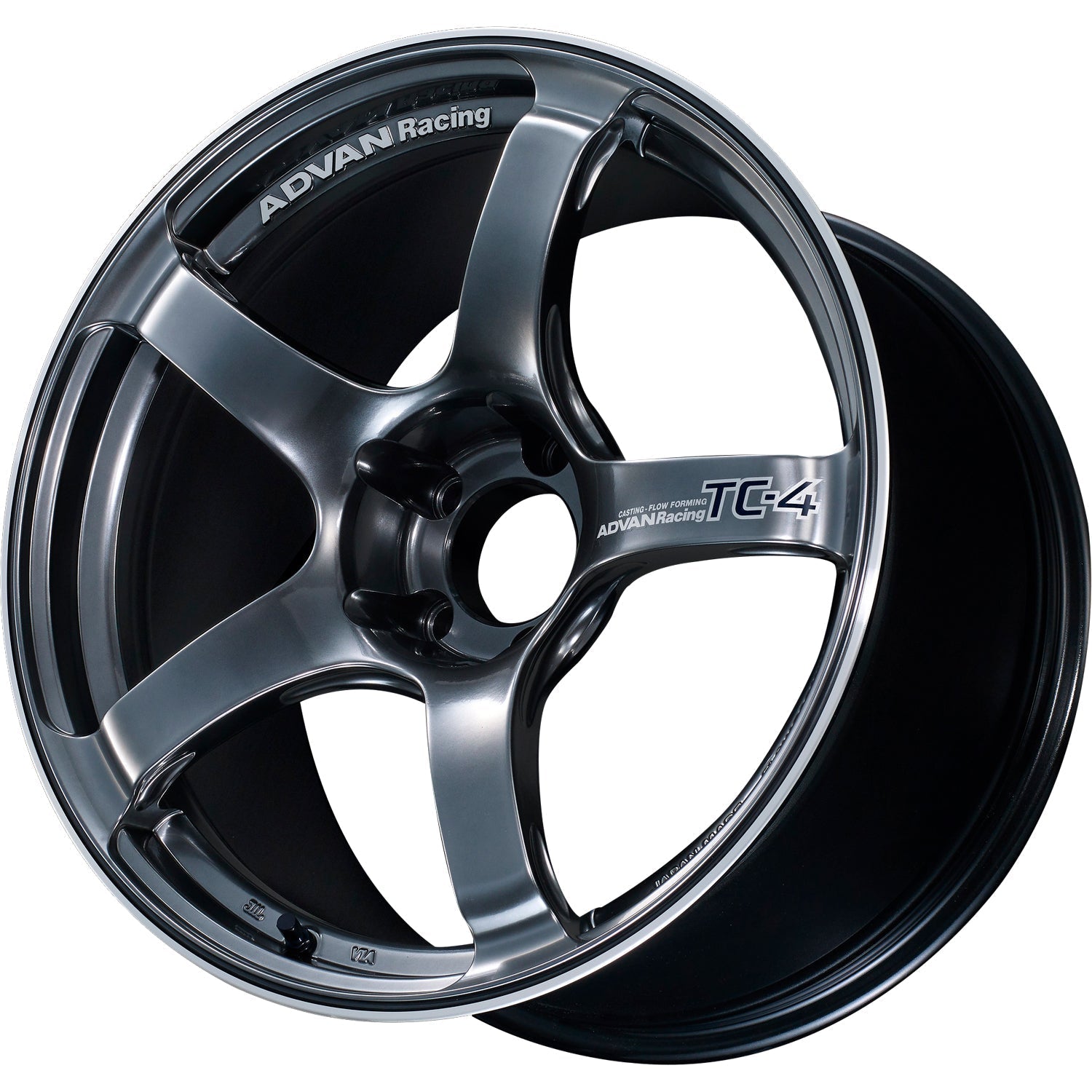 Advan Racing, Advan Racing TC4 5x120 Bolt 72.5 Hub 18" Size Wheels in Hyperblack with a Machined Outer Lip Ring