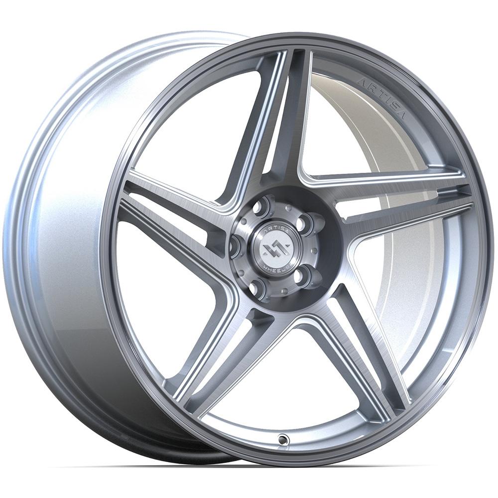 Anovia Wheels, Anovia Carrier Brushed Apollo Silver Directional Wheels | 18x8.5 Size / 5x100 Bolt / +35 Offset / 73.1 Hub (ART104188551003573X)