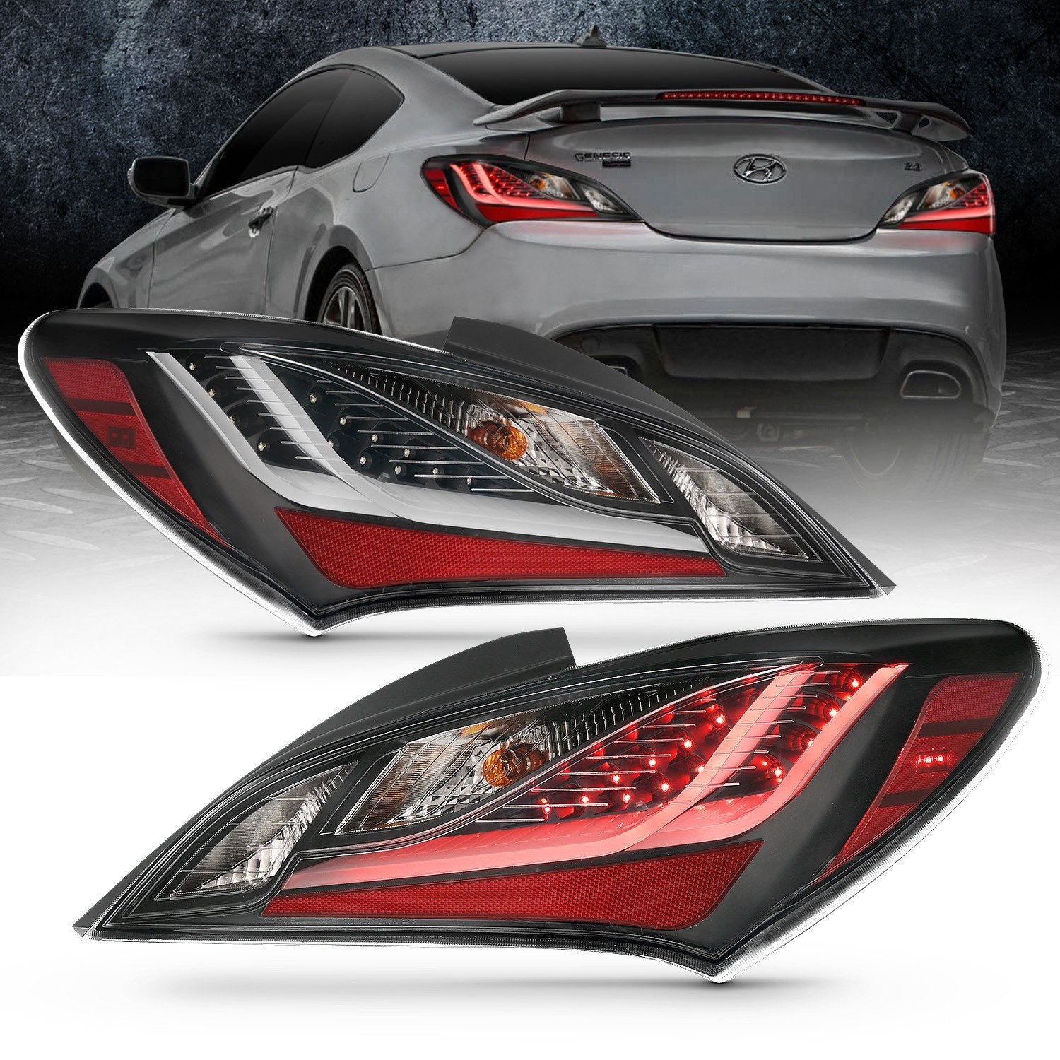 Anzo, Anzo Tail Lights - Black Housing / Smoked Lens | 2010-2013 Hyundai Genesis Coupe (321347)